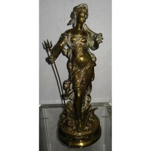 Auguste Moreau (1834-1917) - Sculpture En Bronze Doré - "amphitrite"