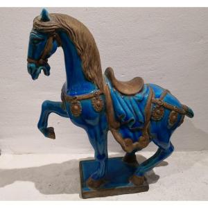 Blue Ceramic Horse - China