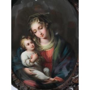 Virgin And Child - Painted Porcelain About 1880