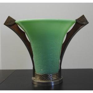 Art Deco Celadon Glass Vase