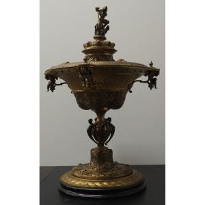 Coupe Sur Piédouche avec Couverte en Bronze Doré
