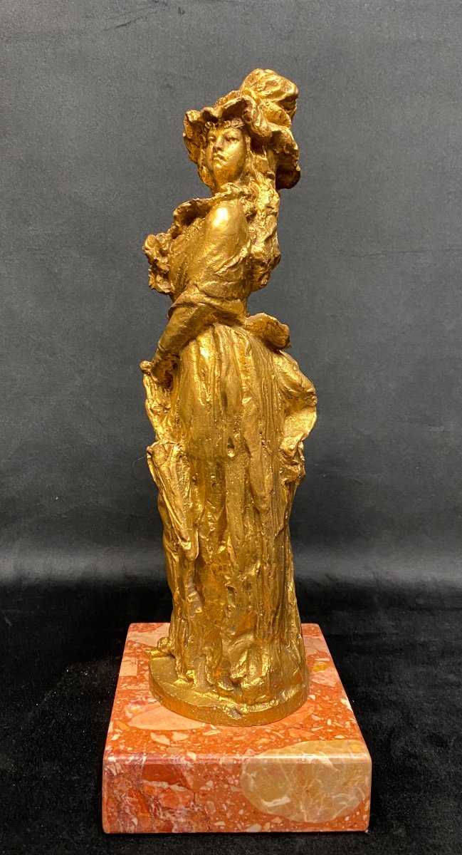 Statue bronze doré "élégante "-photo-2