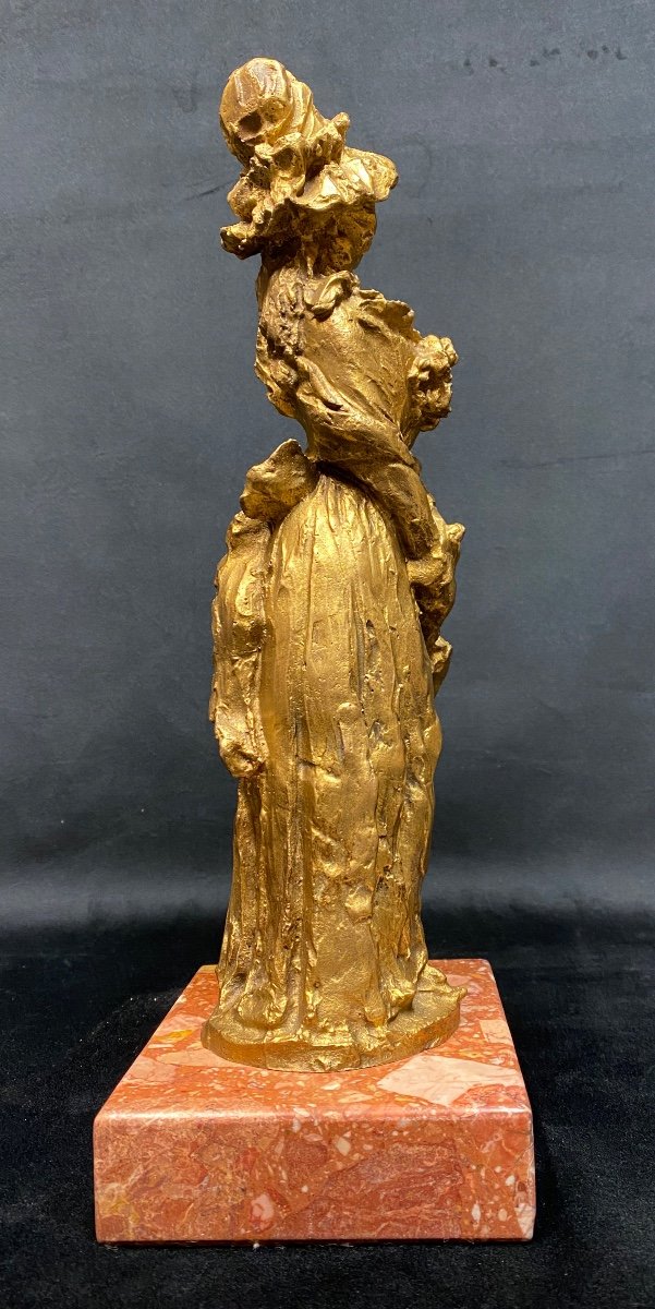 Statue bronze doré "élégante "-photo-4