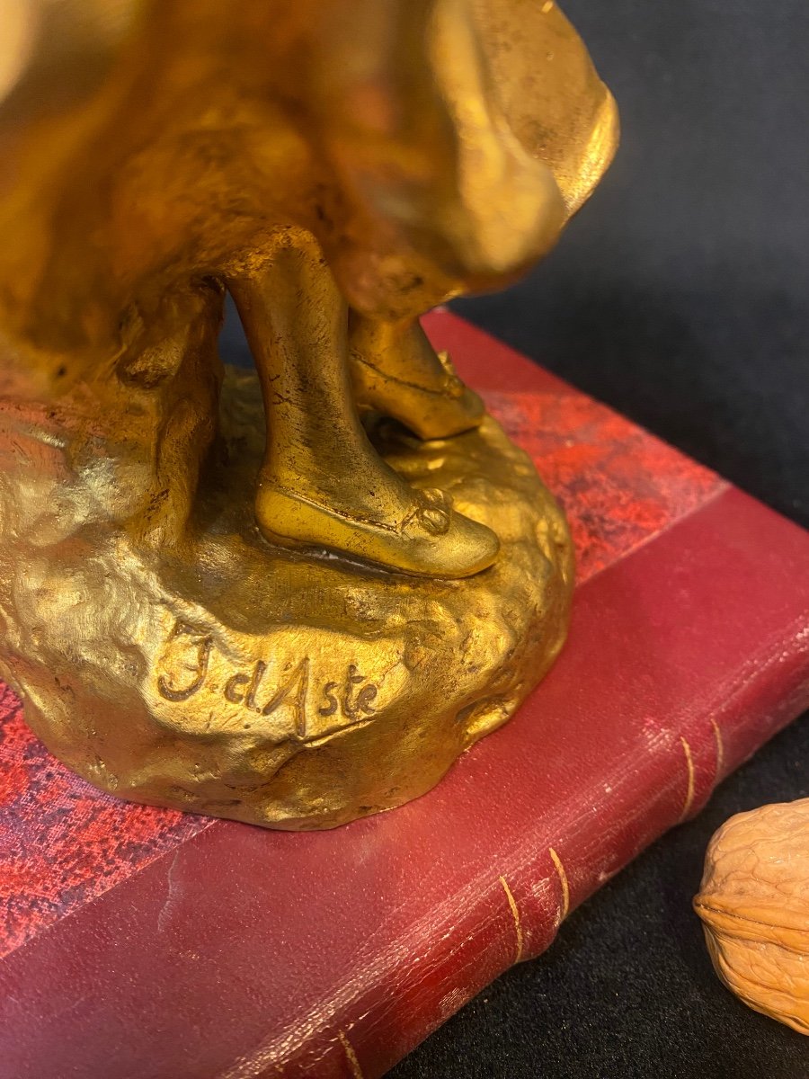 Bronze doré « danseuse au tambourin » de Joseph d'Aste-photo-1