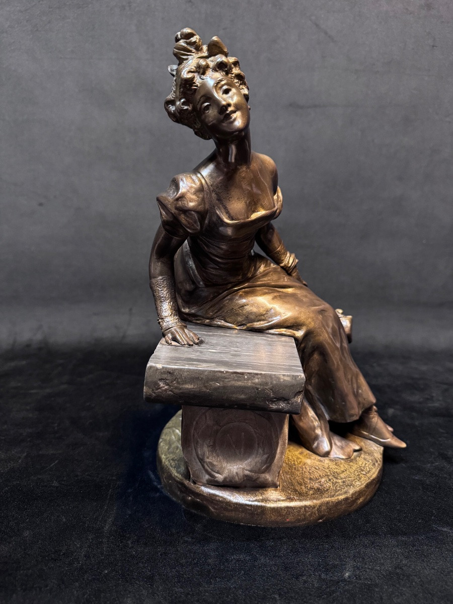 Bronze « élégante au chapeau » de Van der Straeten-photo-2