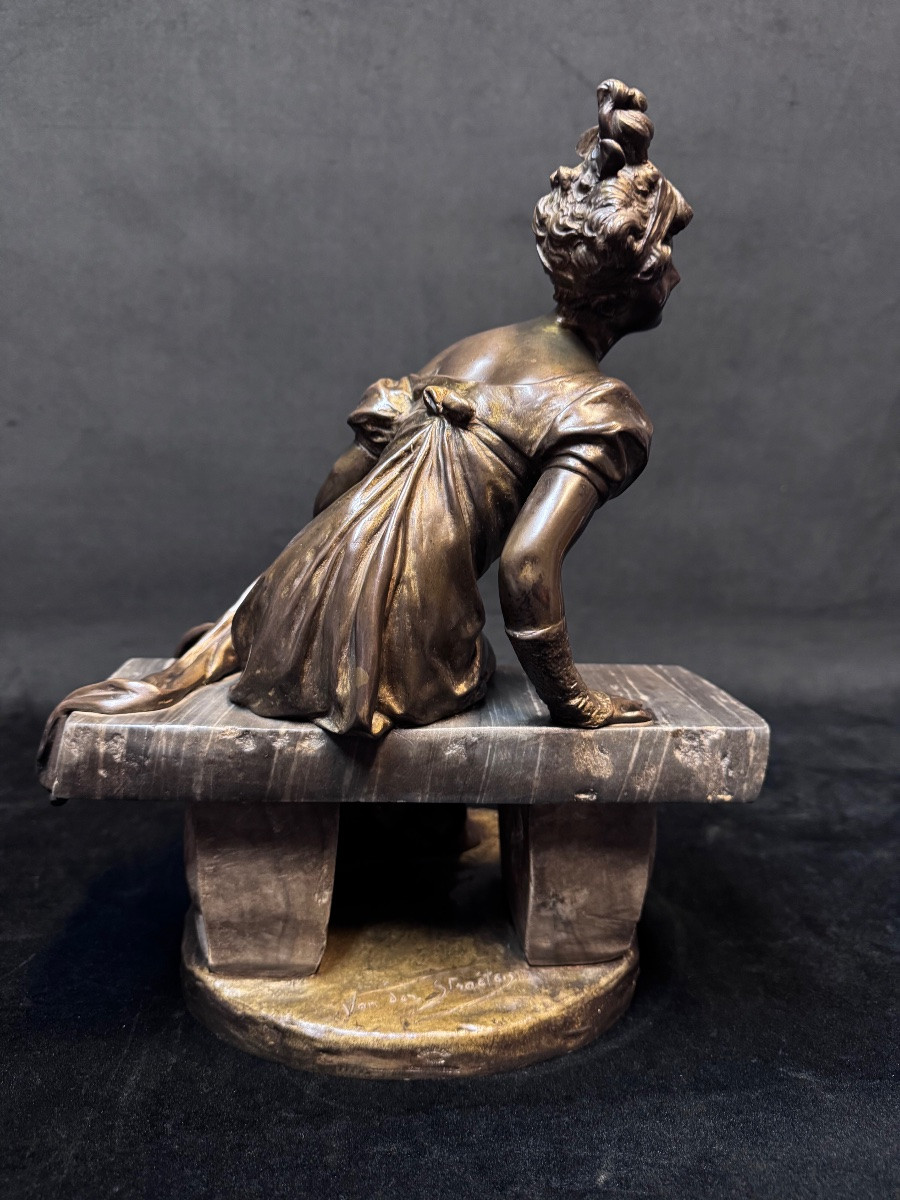 Bronze « élégante au chapeau » de Van der Straeten-photo-3