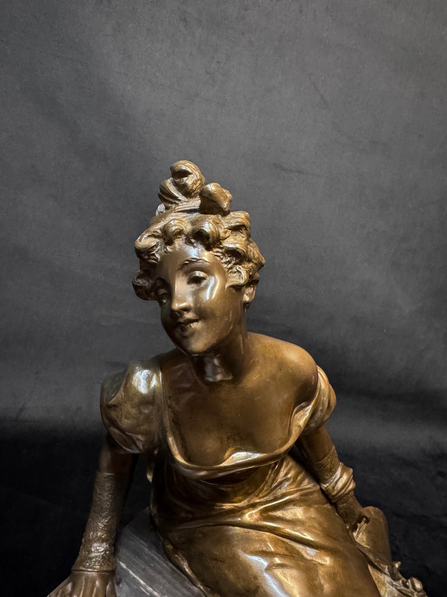 Bronze « élégante au chapeau » de Van der Straeten-photo-2