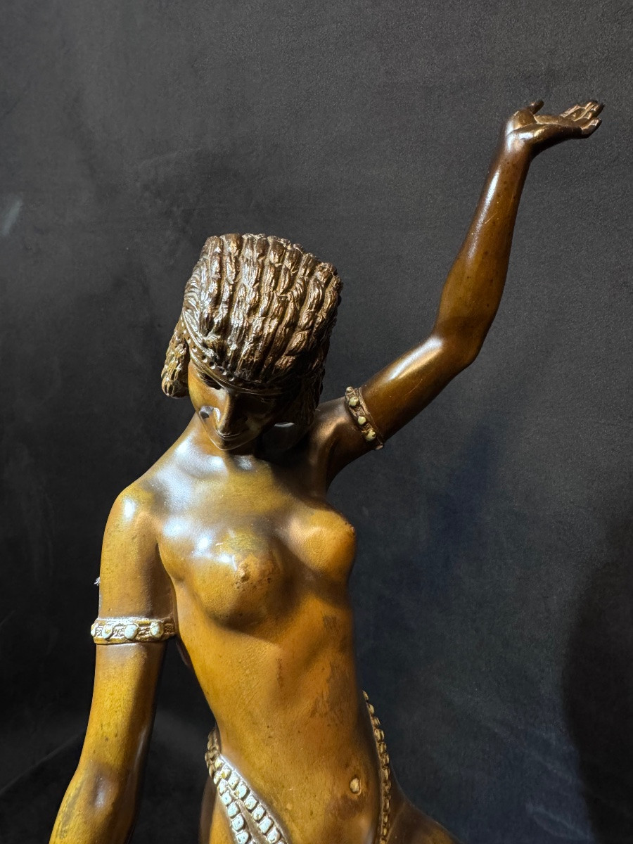 Art Deco Bronze Sculpture – Dancer And Flute Player -photo-4