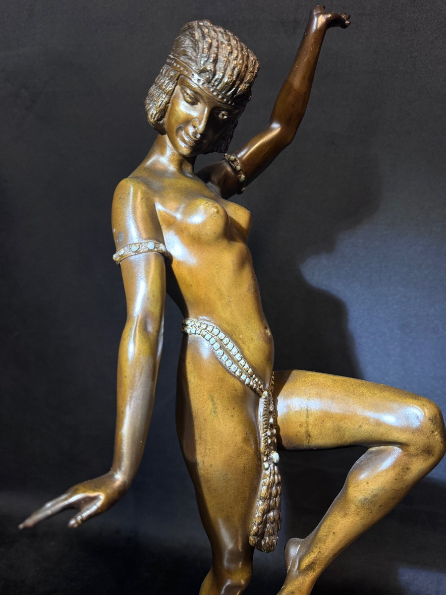 Art Deco Bronze Sculpture – Dancer And Flute Player -photo-5