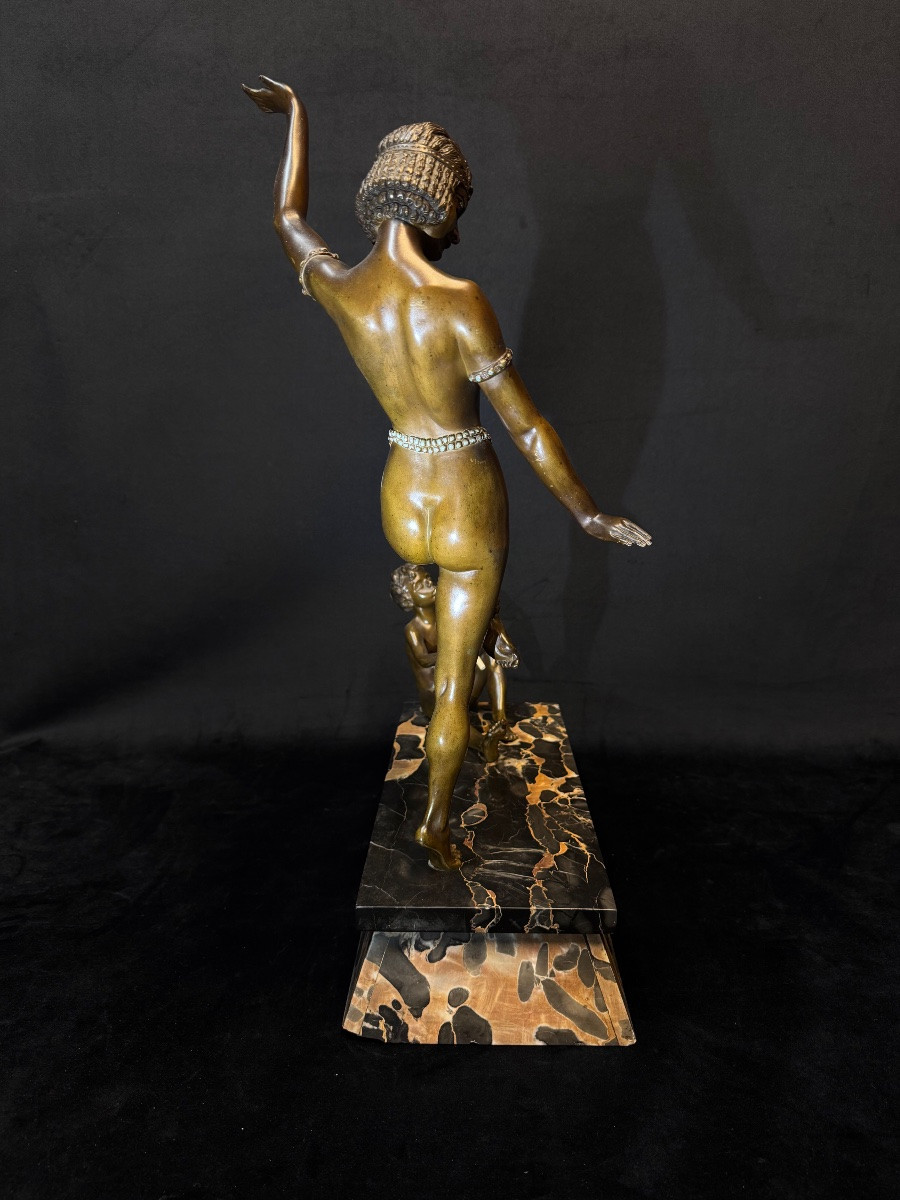 Art Deco Bronze Sculpture – Dancer And Flute Player -photo-7