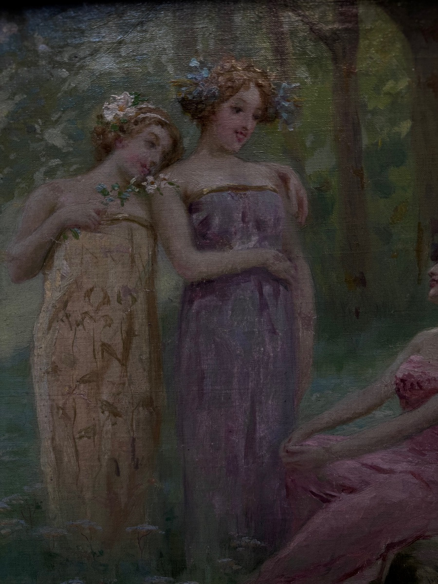 Painting "symbolic Allegory Of The Three Graces" By Sarkis E-photo-3
