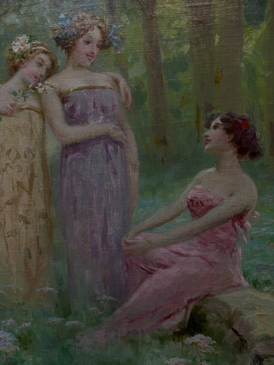 Painting "symbolic Allegory Of The Three Graces" By Sarkis E-photo-4