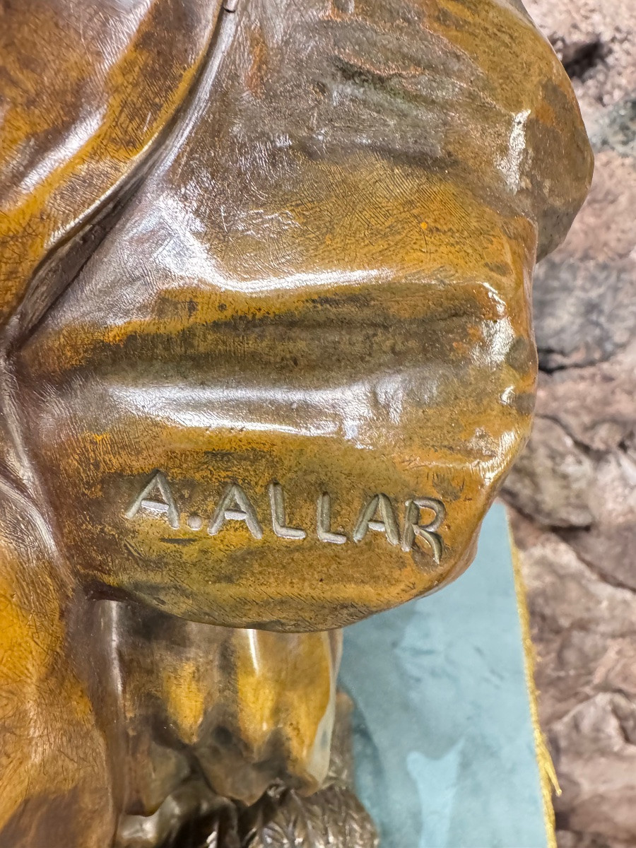 Femme au coquillage – Important bronze signé André-Joseph Allar, fonte Susse Frères, fin XIXᵉ s-photo-4