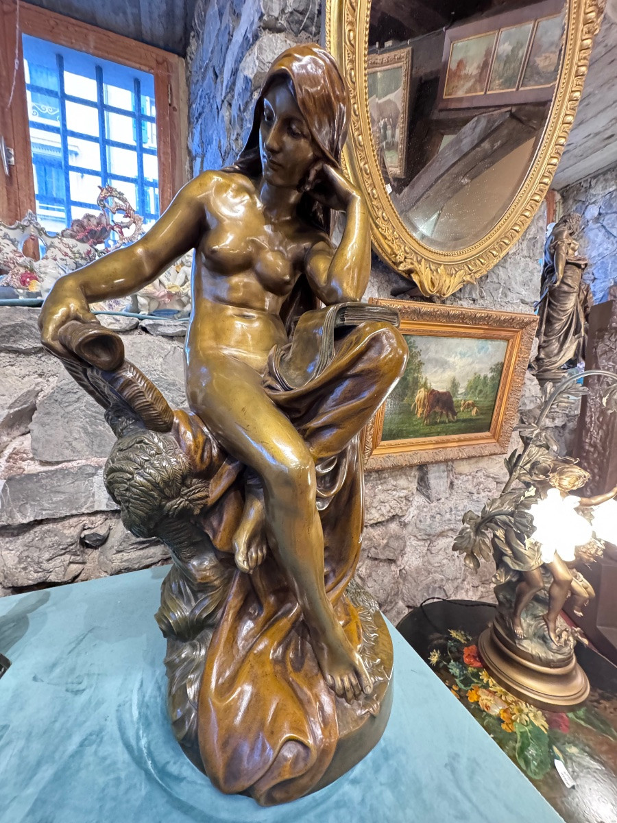 Femme au coquillage – Important bronze signé André-Joseph Allar, fonte Susse Frères, fin XIXᵉ s-photo-5