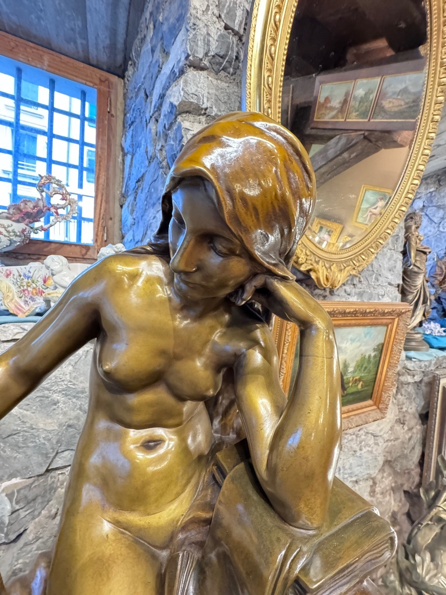 Femme au coquillage – Important bronze signé André-Joseph Allar, fonte Susse Frères, fin XIXᵉ s-photo-6