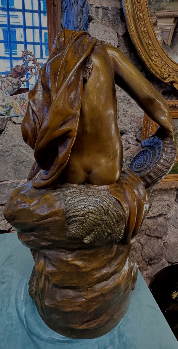 Femme au coquillage – Important bronze signé André-Joseph Allar, fonte Susse Frères, fin XIXᵉ s-photo-3