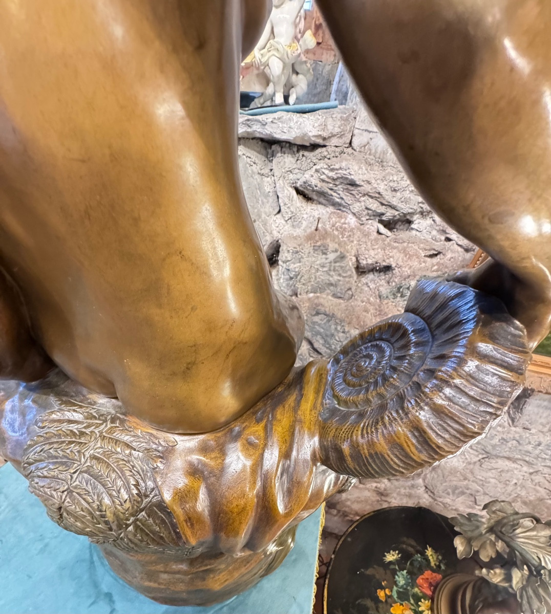 Femme au coquillage – Important bronze signé André-Joseph Allar, fonte Susse Frères, fin XIXᵉ s-photo-4