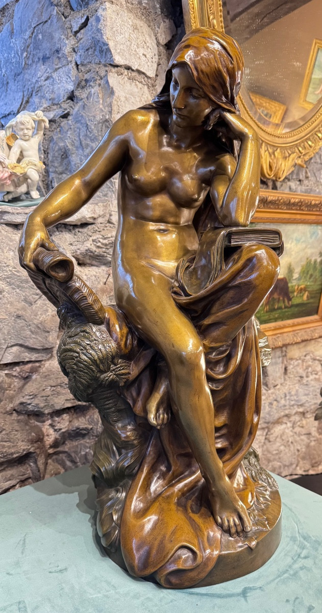 Femme au coquillage – Important bronze signé André-Joseph Allar, fonte Susse Frères, fin XIXᵉ s