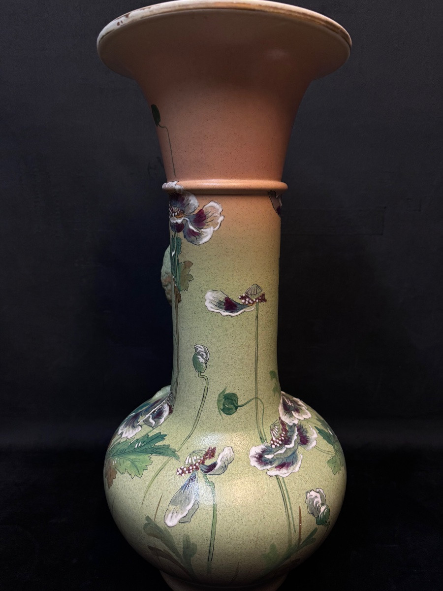Vase Art nouveau en grès “au paon” Europe centrale, entourage Zsolnay, vers 1900-photo-3