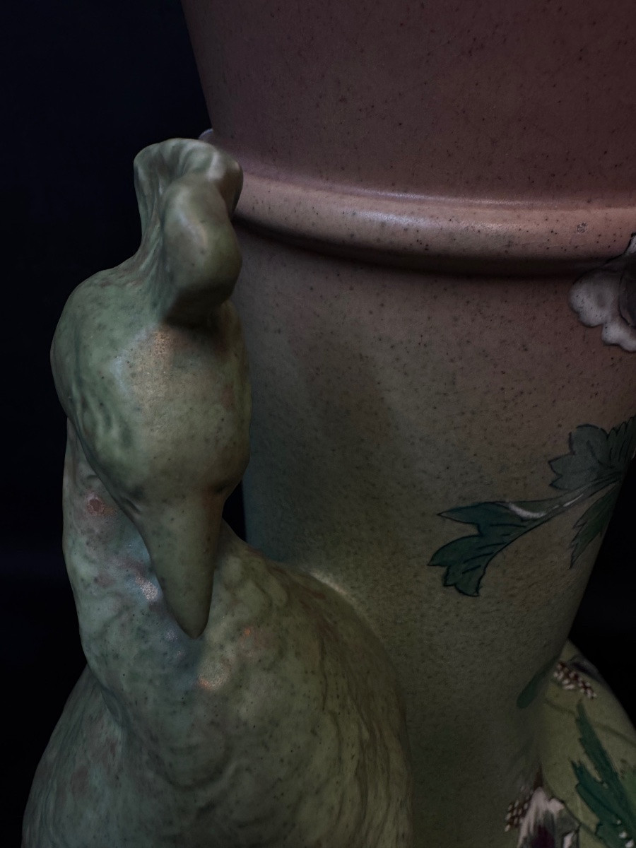 Vase Art nouveau en grès “au paon” Europe centrale, entourage Zsolnay, vers 1900-photo-4