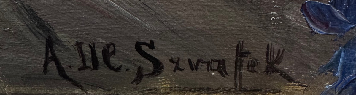 Oil On Canvas “portrait” Of Aurélia Della Corte Szvatek, 20th Century -photo-4