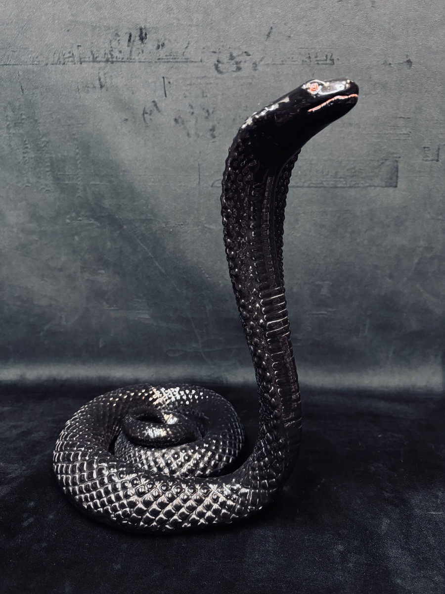 Cobra en céramique  dans le goût de Tommaso Barbi  Italie, vers 1970-photo-1