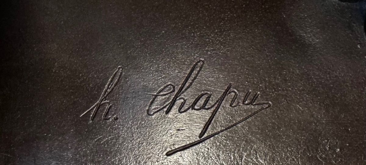 Important Bronze, La Pensée By Henri Chapu, Barbedienne Foundry, Medal Patina, 19th Century.-photo-5