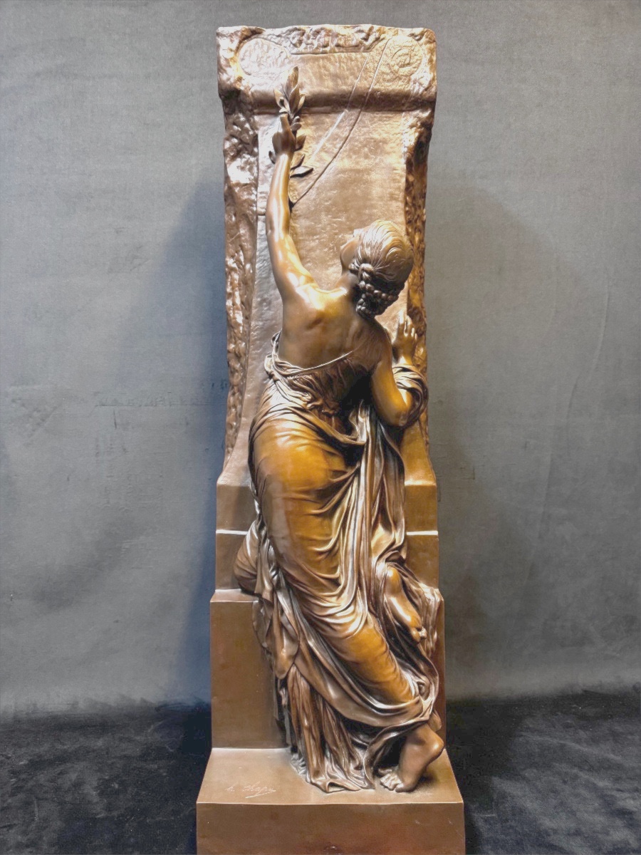 Bronze 95 cms, « La Pensée » par Henri Chapu, fondeur Barbedienne.