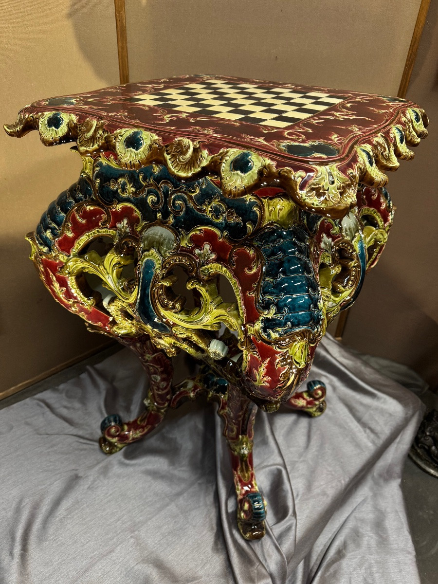 Wilhelm Schiller & Son Earthenware Chess Table-photo-5