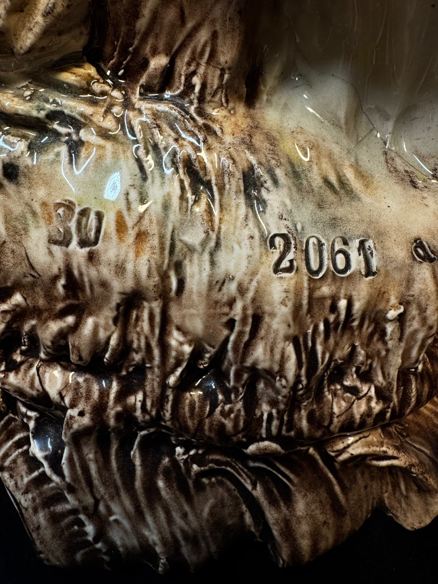 Barbotine- Flowers Pot "the Incredible Of The Directory And His Companion", 51 Cm-photo-2