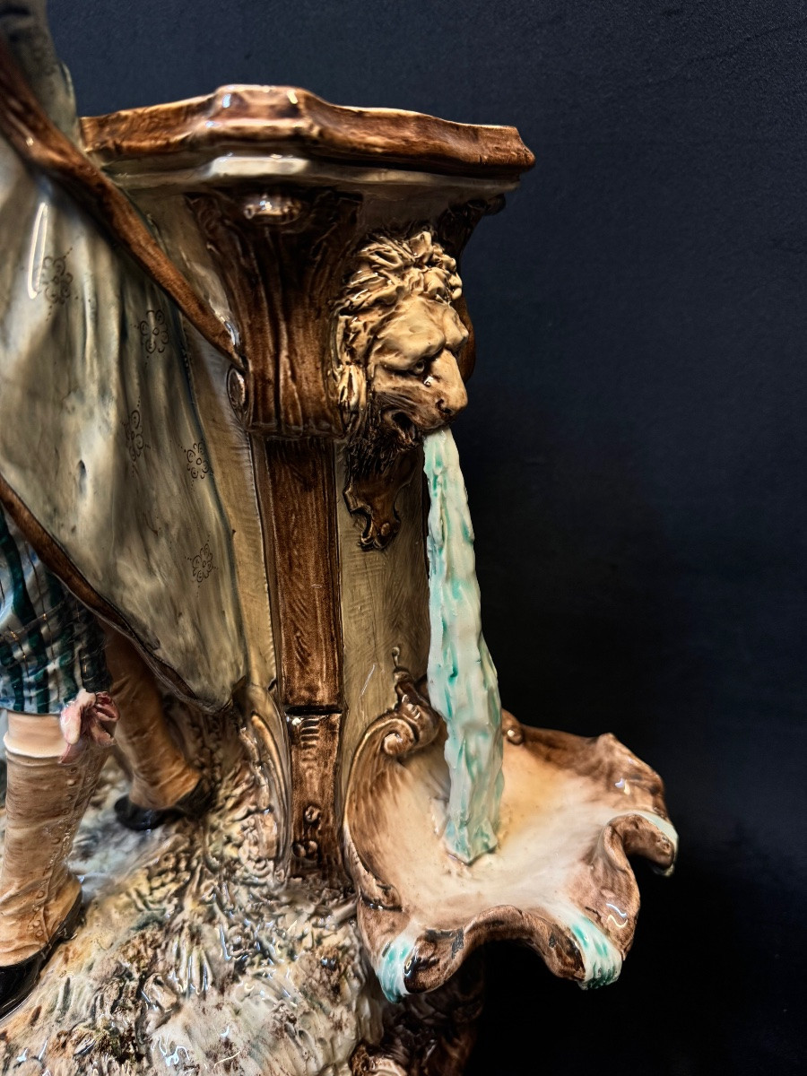 Barbotine- Flowers Pot "the Incredible Of The Directory And His Companion", 51 Cm-photo-3