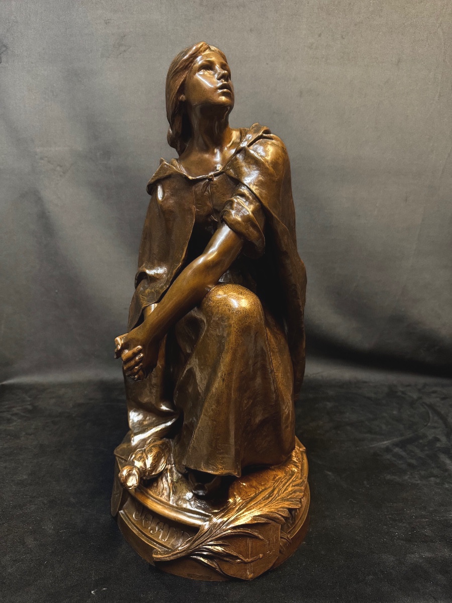 Mrs. Signoret-sedieu – Joan Of Arc – Large Bronze 65 Cm – E. Colin Paris