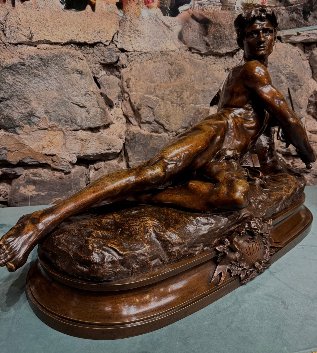 Léon Bonduel (1857-1928) – L’Alerte, 1889 – Grand Bronze Salon 1890 – 80 cm-photo-2