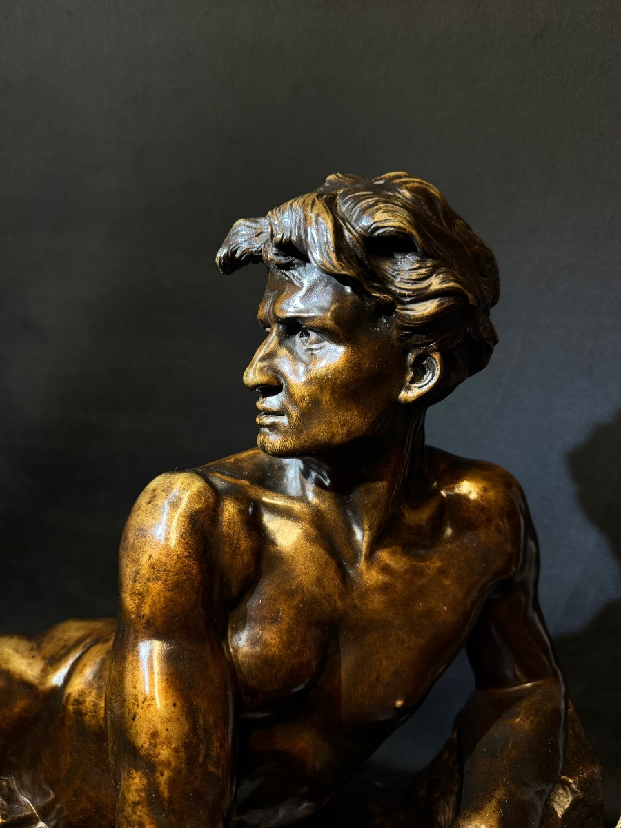 Léon Bonduel (1857-1928) – L’Alerte, 1889 – Grand Bronze Salon 1890 – 80 cm-photo-4