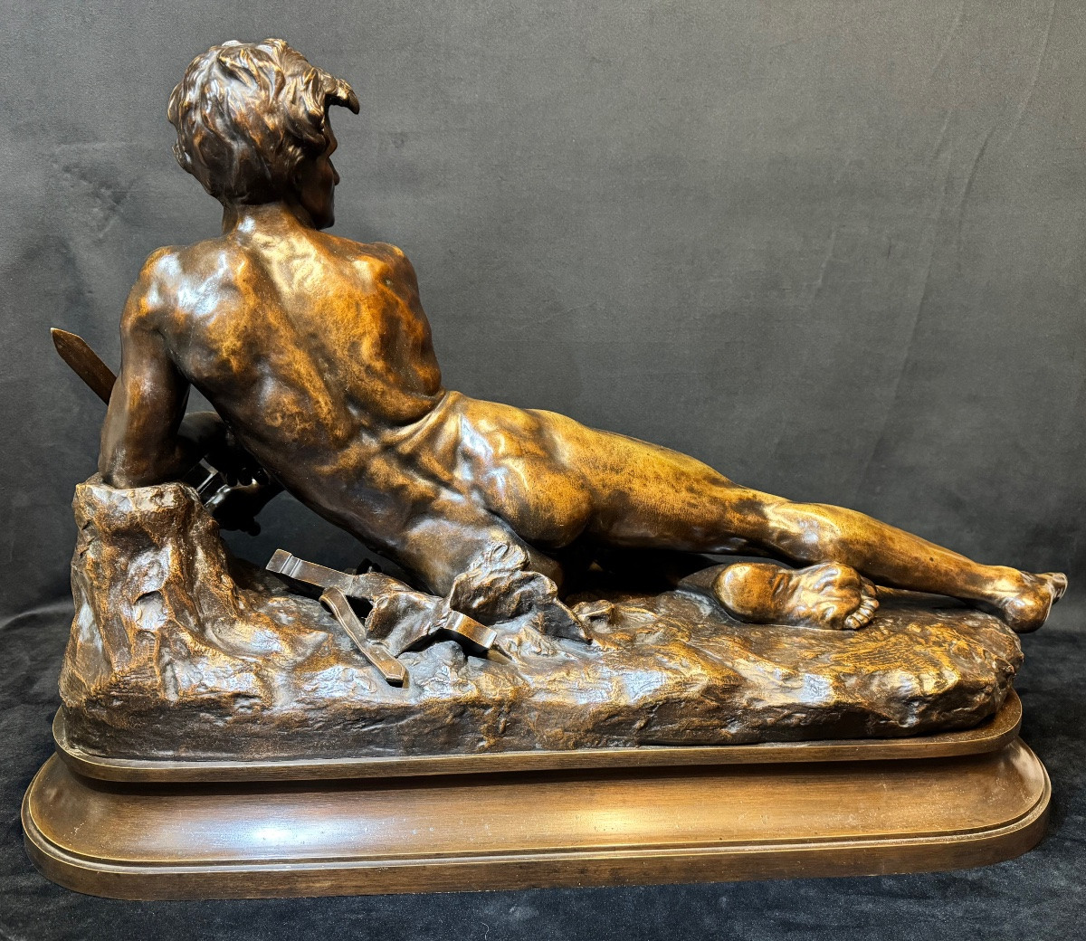Léon Bonduel (1857-1928) – L’Alerte, 1889 – Grand Bronze Salon 1890 – 80 cm-photo-2