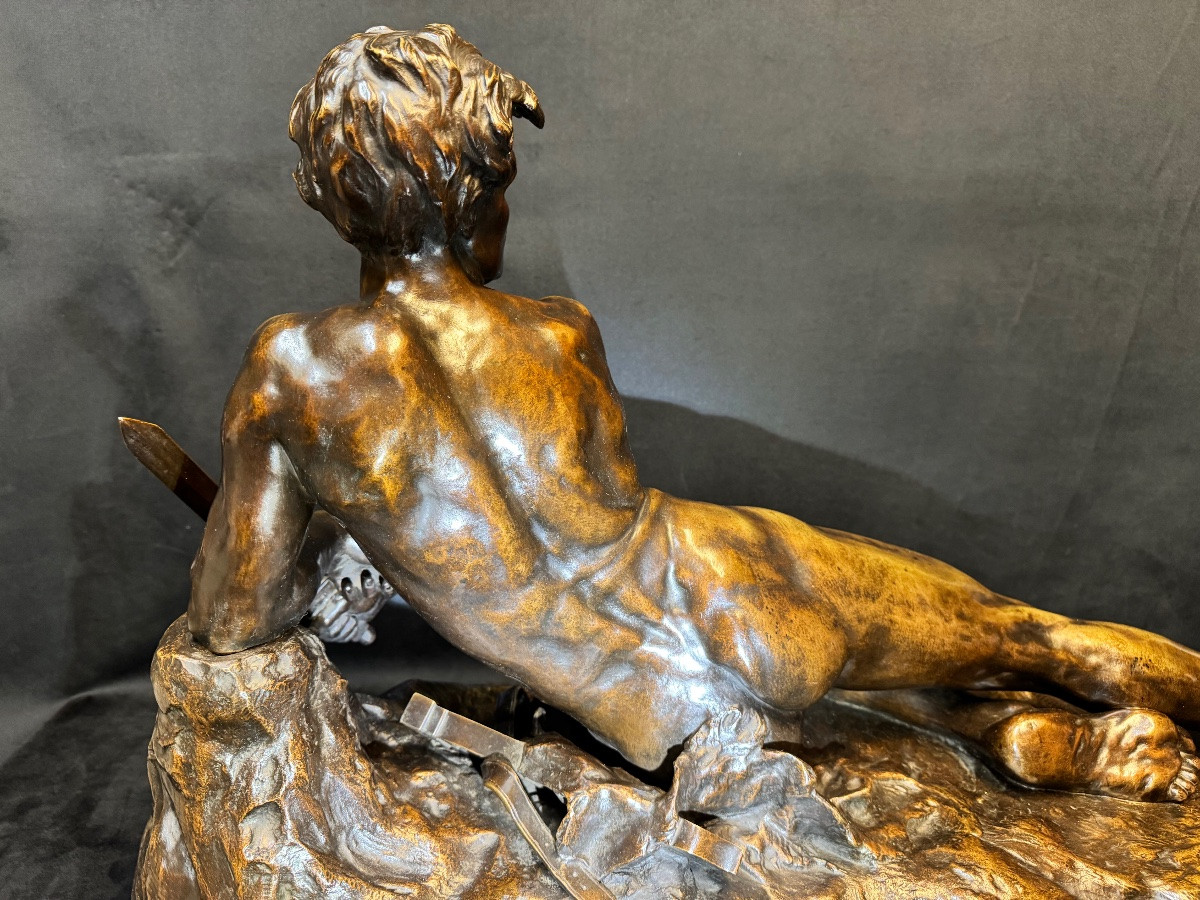 Léon Bonduel (1857-1928) – L’Alerte, 1889 – Grand Bronze Salon 1890 – 80 cm-photo-3