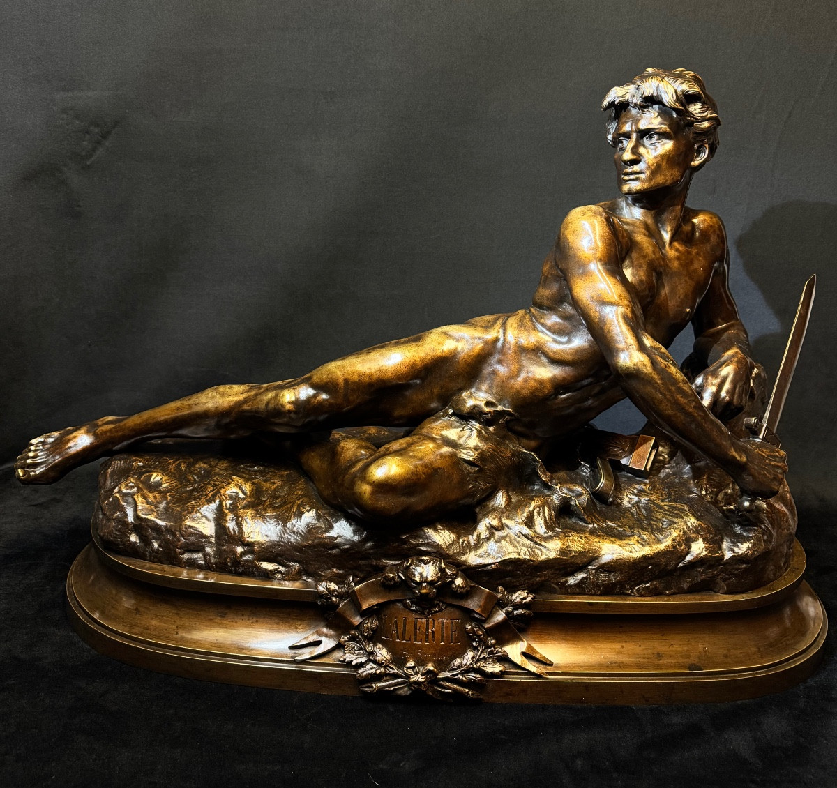 Léon Bonduel (1857-1928) – L’Alerte, 1889 – Grand Bronze Salon 1890 – 80 cm