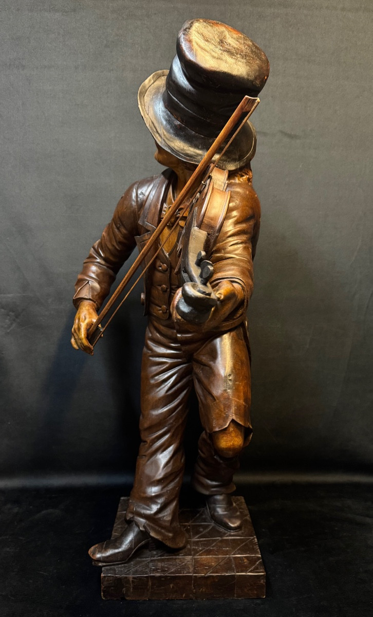 Important Pair Of Carved Wooden Sculptures – Tavern Musicians – Italian Work (venice)-photo-6