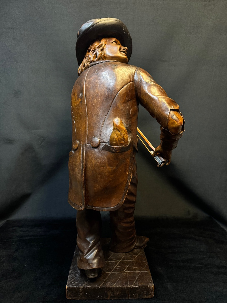 Important Pair Of Carved Wooden Sculptures – Tavern Musicians – Italian Work (venice)-photo-7