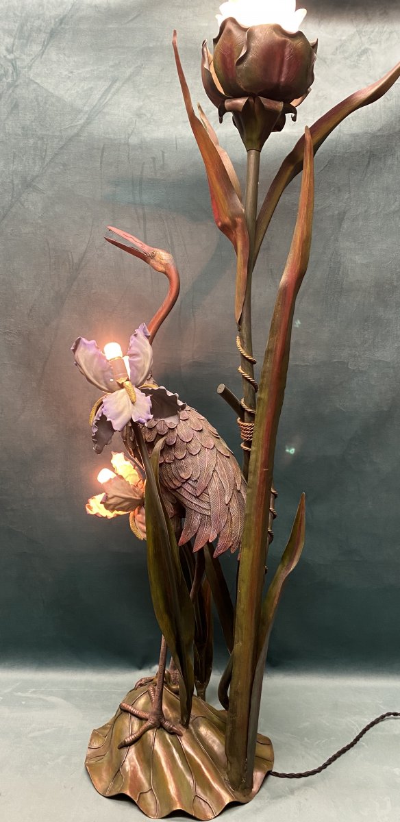 Lampadaire en bronze   Art-nouveau -photo-3
