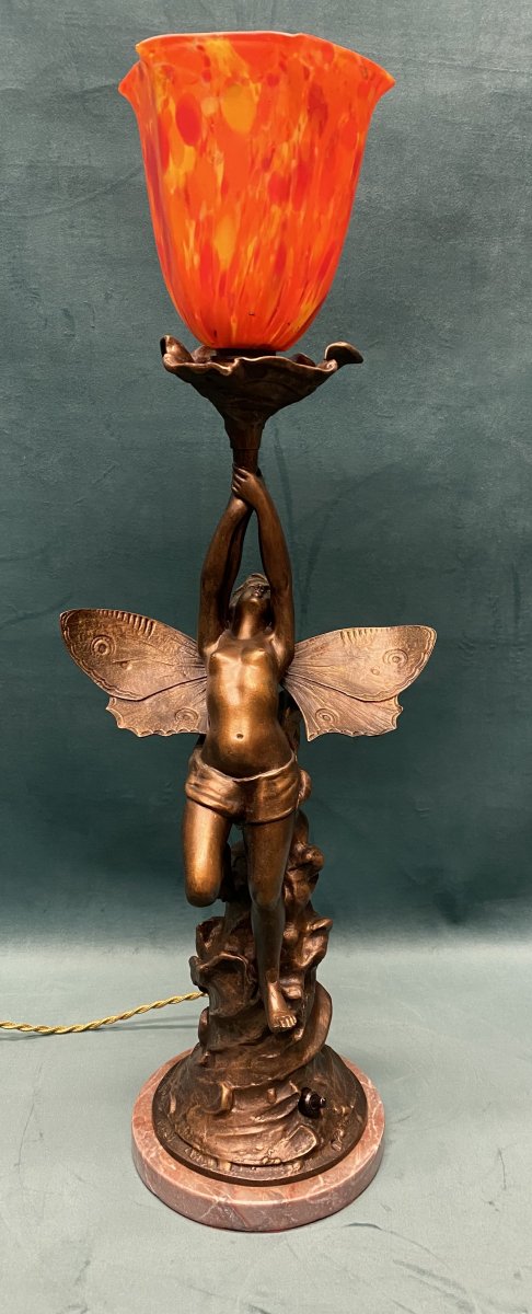 Lampe En Bronze Art-nouveau