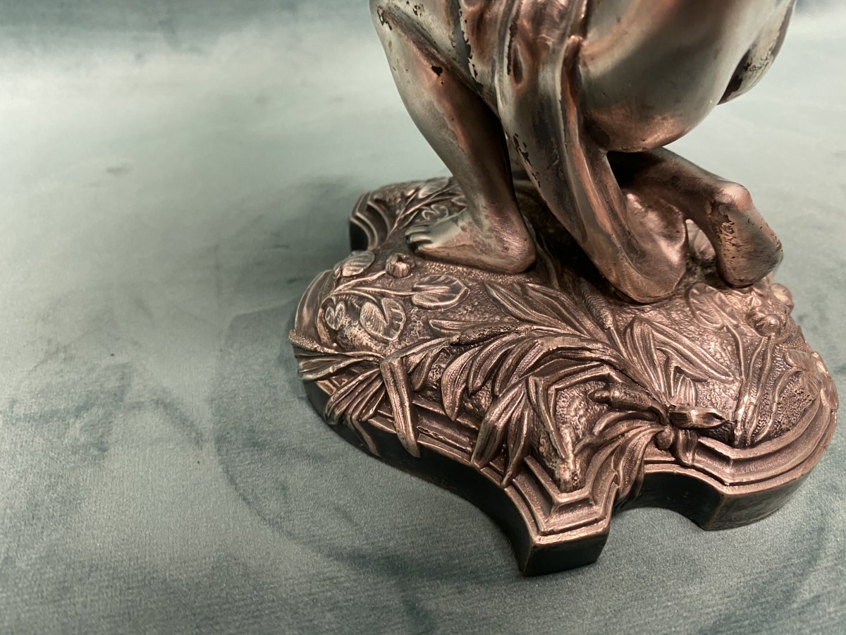 Vide Poche Art-nouveau  en bronze argenté.-photo-1