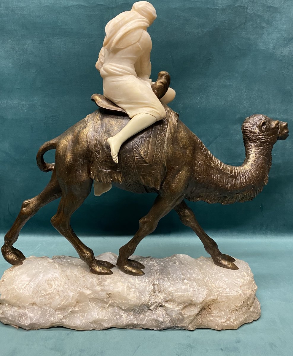 Sculpture orientaliste en bronze et albâtre de Siccardi-photo-2