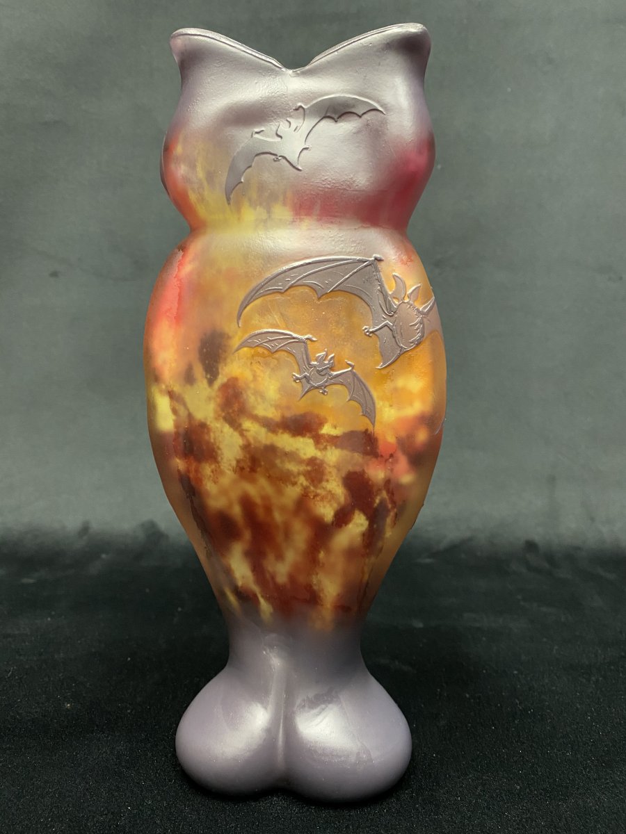 Vase Daum à  décor de Chauves-souris -photo-2