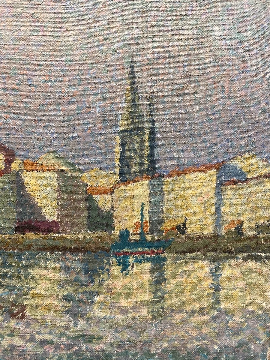 Pointillist Painting “port Of La Rochelle”-photo-3