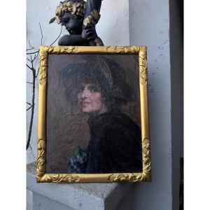 Huile sur toile “portait” de Aurélia Della Corte Szvatek, XX ème 