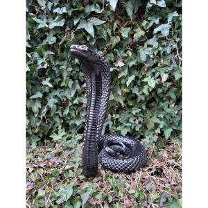 Black Ceramic Cobra In The Style Of Tommaso Barbi, Italy, Circa 1970