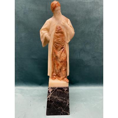 Sculpture In Alabaster Polychrome