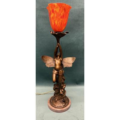 Art-nouveau Bronze Lamp