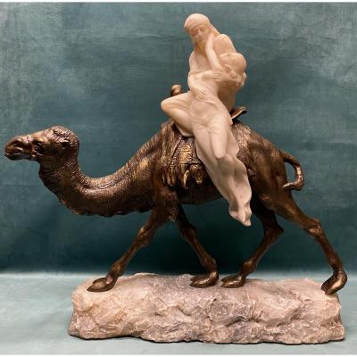 Sculpture orientaliste en bronze et albâtre de Siccardi